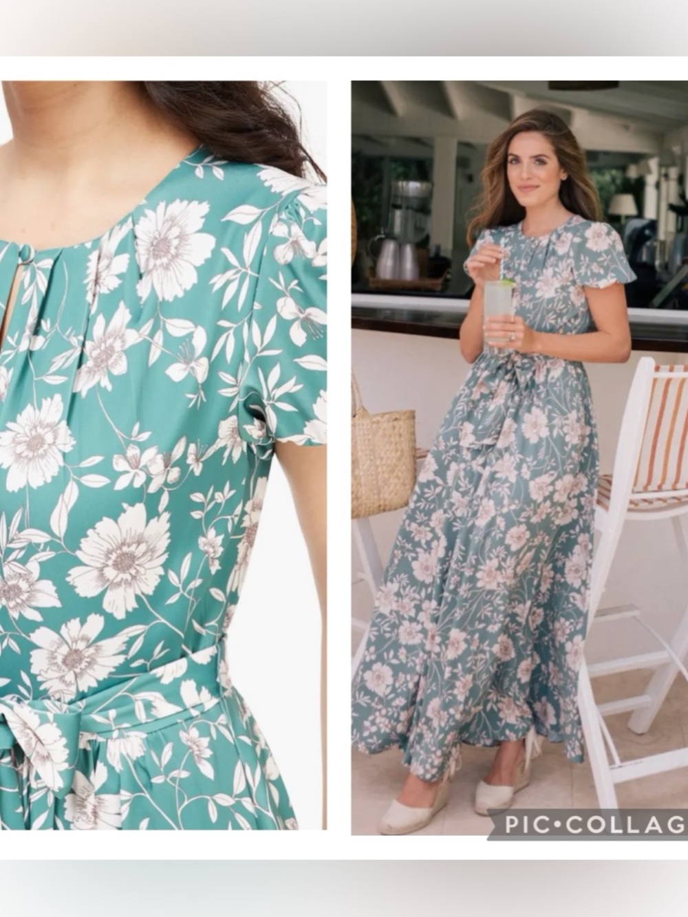 EUC Gal Meets Glam Collection Shannon Pleat Neck Floral Maxi Dress - Picture 2 of 12